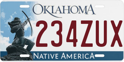 OK license plate 234ZUX