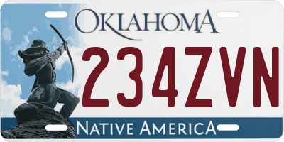 OK license plate 234ZVN