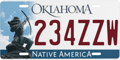 OK license plate 234ZZW