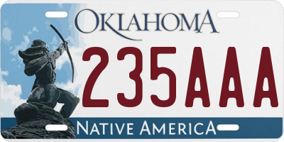 OK license plate 235AAA