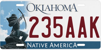 OK license plate 235AAK