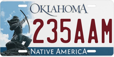 OK license plate 235AAM