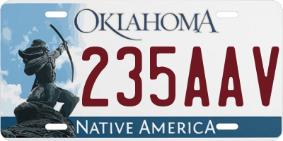 OK license plate 235AAV