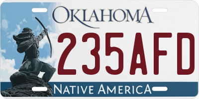 OK license plate 235AFD