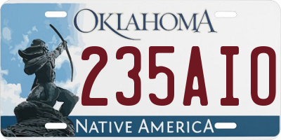 OK license plate 235AIO