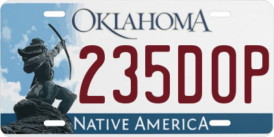 OK license plate 235DOP