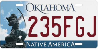 OK license plate 235FGJ