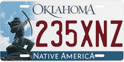 OK license plate 235XNZ