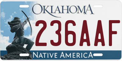 OK license plate 236AAF