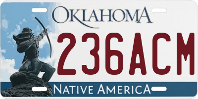 OK license plate 236ACM
