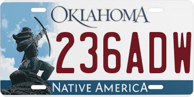 OK license plate 236ADW