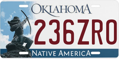 OK license plate 236ZRO