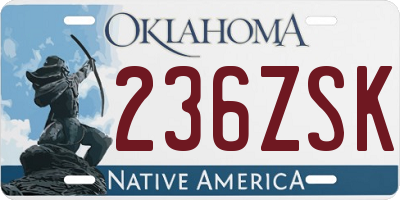 OK license plate 236ZSK