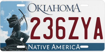 OK license plate 236ZYA