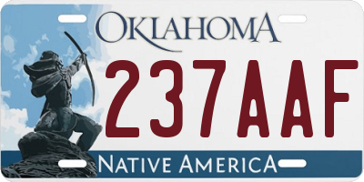 OK license plate 237AAF