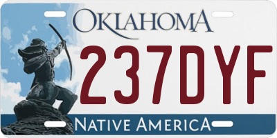 OK license plate 237DYF