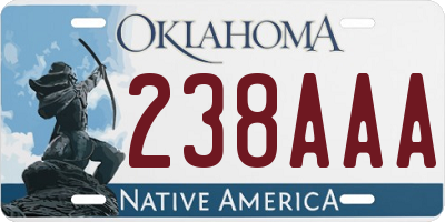 OK license plate 238AAA