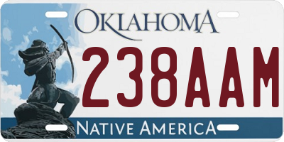 OK license plate 238AAM