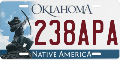 OK license plate 238APA