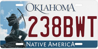 OK license plate 238BWT