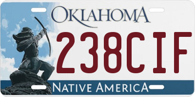 OK license plate 238CIF