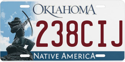OK license plate 238CIJ