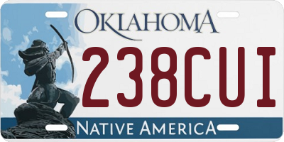 OK license plate 238CUI