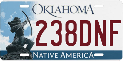 OK license plate 238DNF