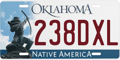 OK license plate 238DXL