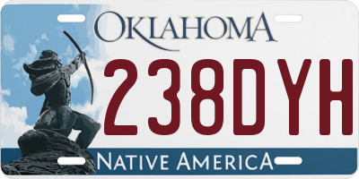OK license plate 238DYH