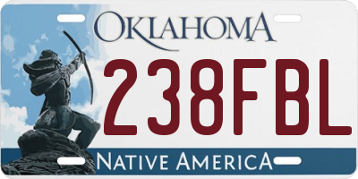 OK license plate 238FBL
