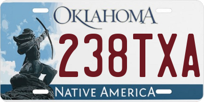 OK license plate 238TXA