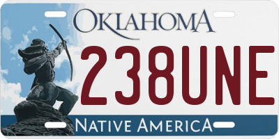 OK license plate 238UNE