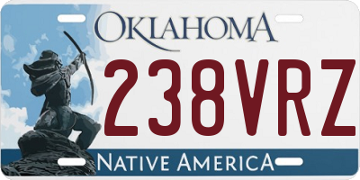 OK license plate 238VRZ