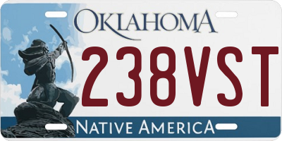 OK license plate 238VST