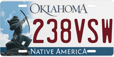 OK license plate 238VSW