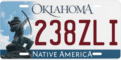 OK license plate 238ZLI