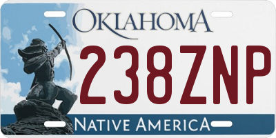 OK license plate 238ZNP