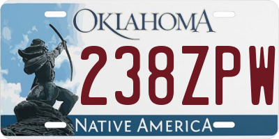 OK license plate 238ZPW
