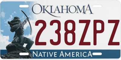 OK license plate 238ZPZ