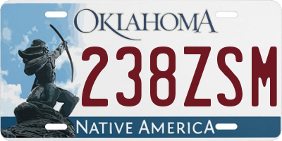 OK license plate 238ZSM