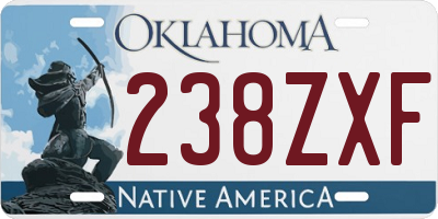 OK license plate 238ZXF