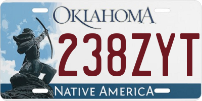 OK license plate 238ZYT