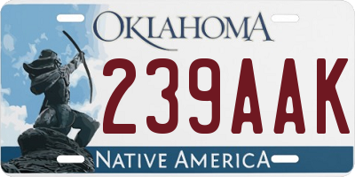 OK license plate 239AAK