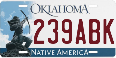 OK license plate 239ABK