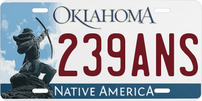 OK license plate 239ANS