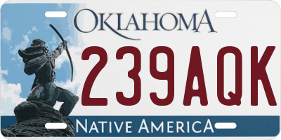 OK license plate 239AQK