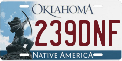 OK license plate 239DNF