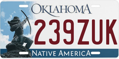 OK license plate 239ZUK