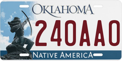 OK license plate 240AAO